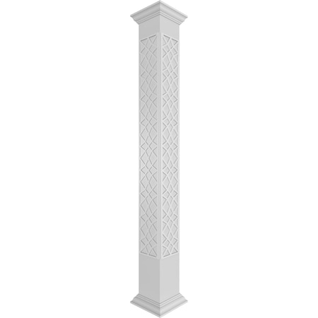 Ekena Millwork 8"W x 8'H Craftsman Classic Square Non-Tapered Mosaic Fretwork Column w/ Crown Capital & Crown Base CC0808ENMSCCRCR